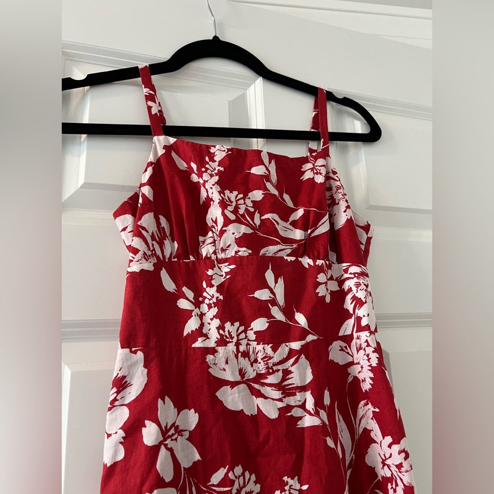Madewell Square Neck Red Floral Tank Dress - Picture 5 of 7